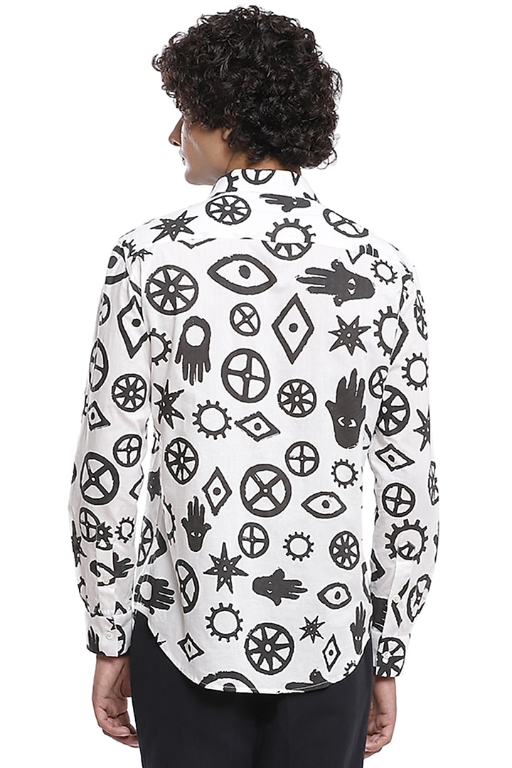 Ivory Printed Party Wear Shirt by Abraham & Thakore Men at Pernia's Pop Up Shop