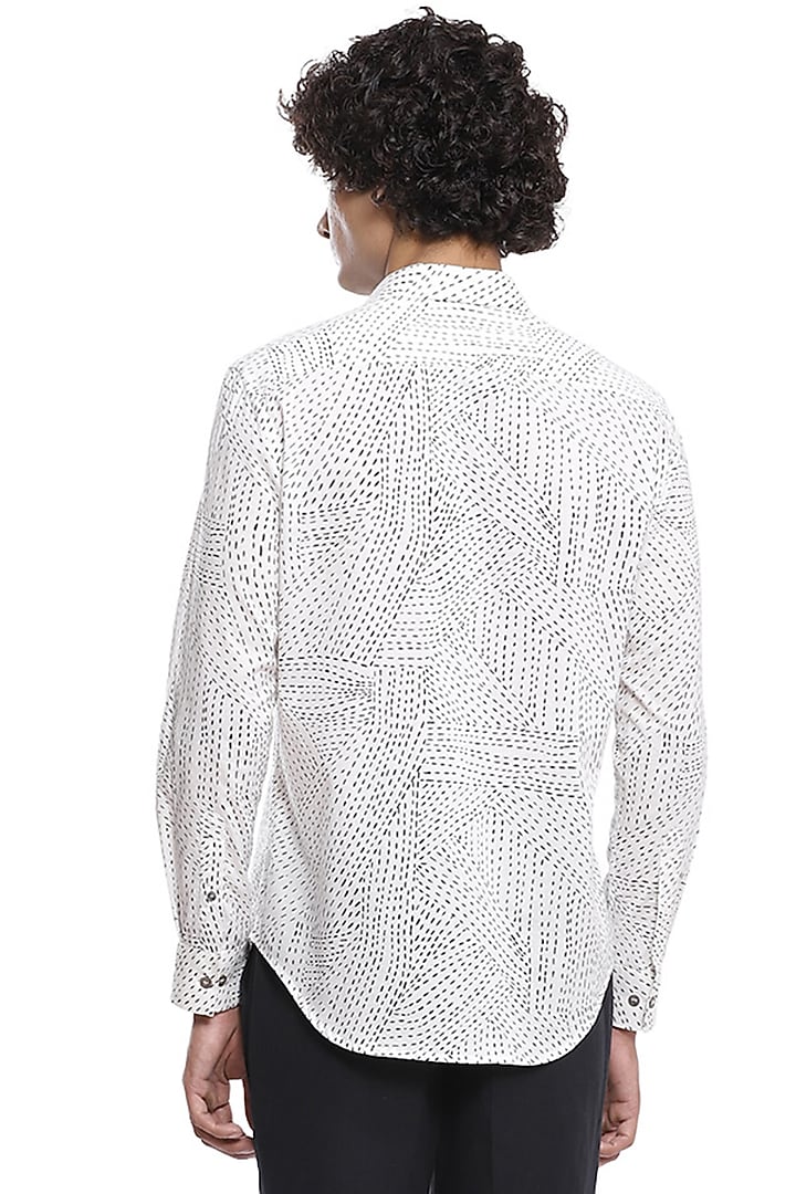 Ivory Summer Shirt With Print by Abraham & Thakore Men at Pernia's Pop Up Shop
