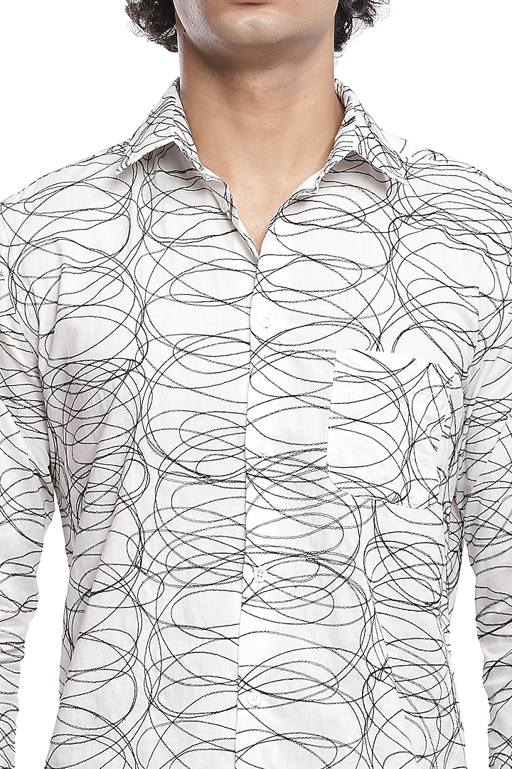 Ivory Embroidered Party Wear Shirt by Abraham & Thakore Men at Pernia's Pop Up Shop