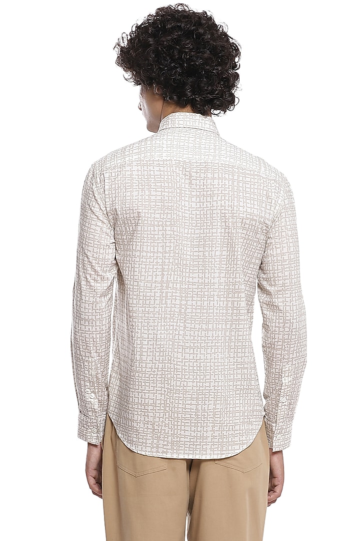 Light Beige Criss-Cross Printed Party Wear Shirt by Abraham & Thakore Men at Pernia's Pop Up Shop