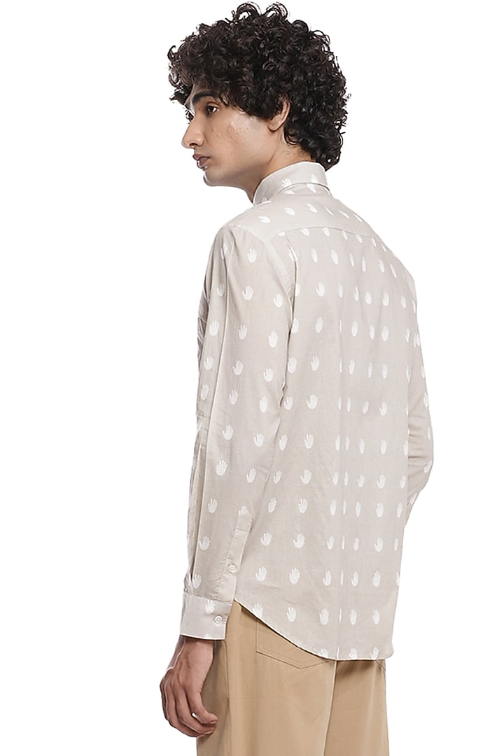 Beige Printed Party Wear Shirt by Abraham & Thakore Men at Pernia's Pop Up Shop