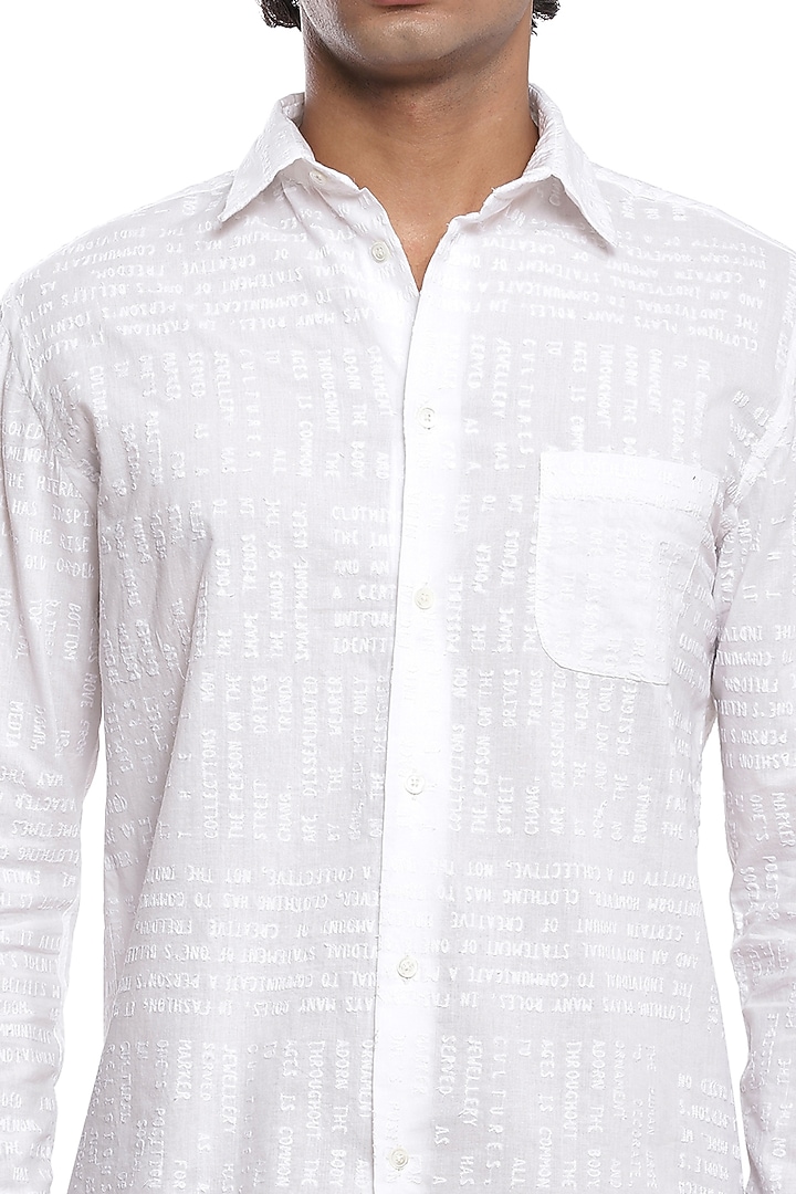 Ivory Party Wear Shirt With Embroidery by Abraham & Thakore Men at Pernia's Pop Up Shop