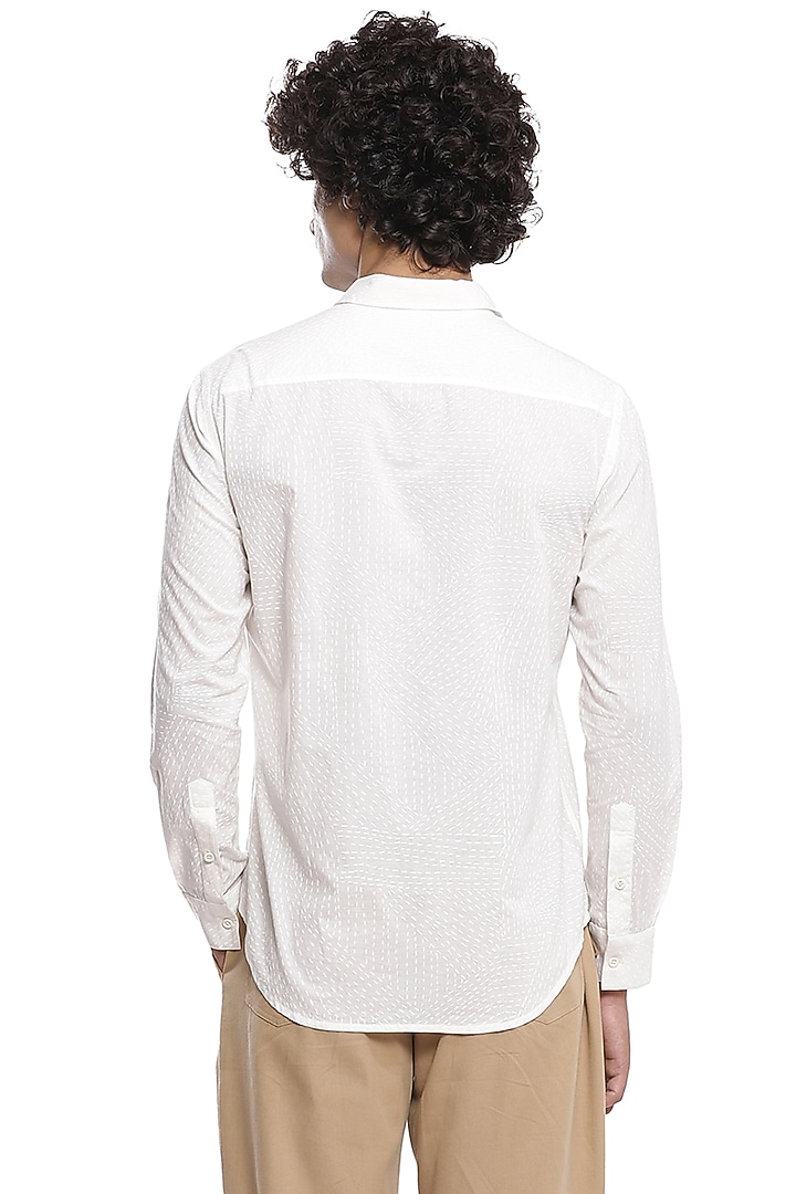 Ivory Cotton Cambric Summer Shirt by Abraham & Thakore Men at Pernia's Pop Up Shop