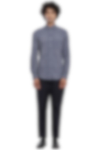 Indigo Striped Party Wear Shirt by Abraham & Thakore Men at Pernia's Pop Up Shop