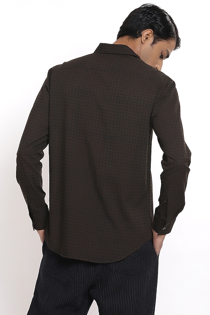 Coffee Printed Cotton Party Wear Shirt by Abraham & Thakore Men at Pernia's Pop Up Shop