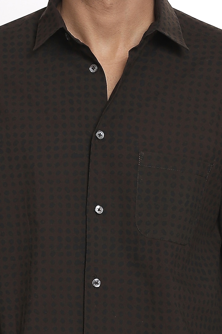 Coffee Printed Cotton Party Wear Shirt by Abraham & Thakore Men at Pernia's Pop Up Shop