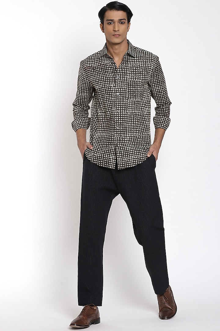 Coffee Printed Party Wear Shirt by Abraham & Thakore Men at Pernia's Pop Up Shop