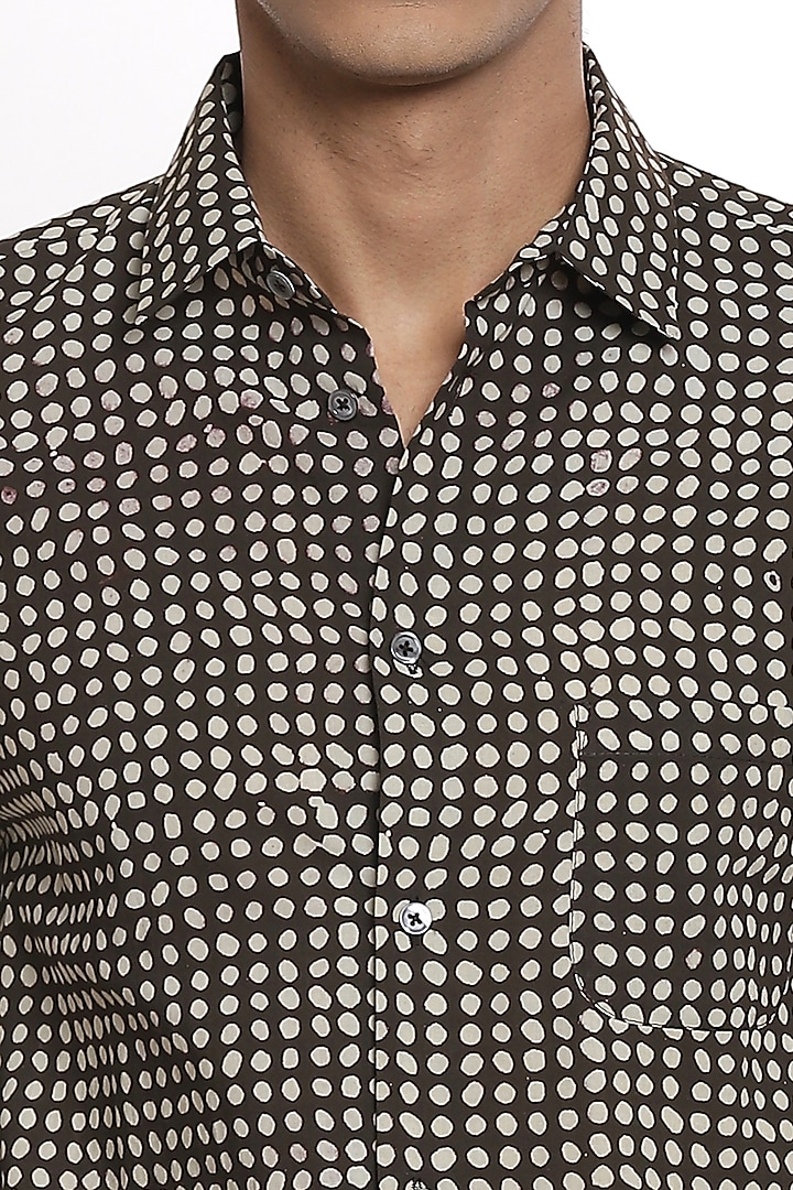 Coffee Printed Party Wear Shirt by Abraham & Thakore Men at Pernia's Pop Up Shop