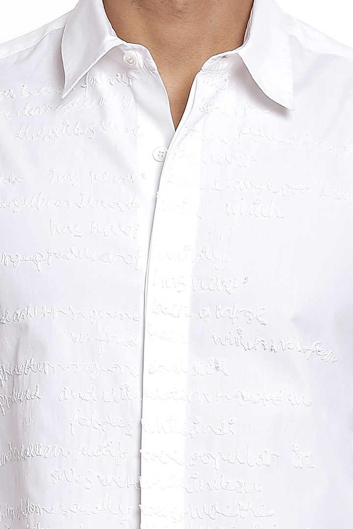 Ivory Embroidered Party Wear Shirt by Abraham & Thakore Men at Pernia's Pop Up Shop