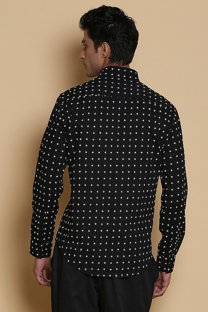 Black Star Embroidered Party Wear Shirt by Abraham & Thakore Men at Pernia's Pop Up Shop