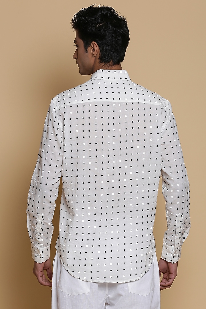 White Star Embroidered Party Wear Shirt by Abraham & Thakore Men at Pernia's Pop Up Shop