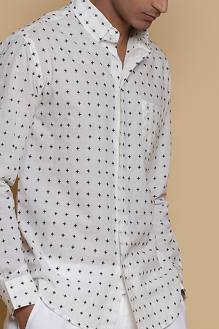 White Star Embroidered Party Wear Shirt by Abraham & Thakore Men at Pernia's Pop Up Shop