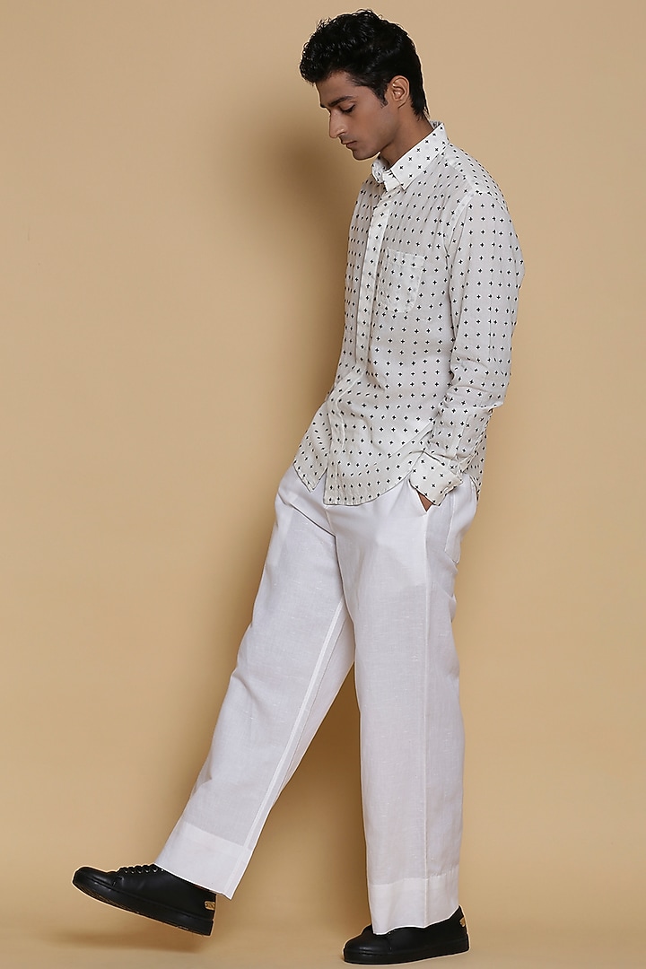 White Star Embroidered Party Wear Shirt by Abraham & Thakore Men at Pernia's Pop Up Shop