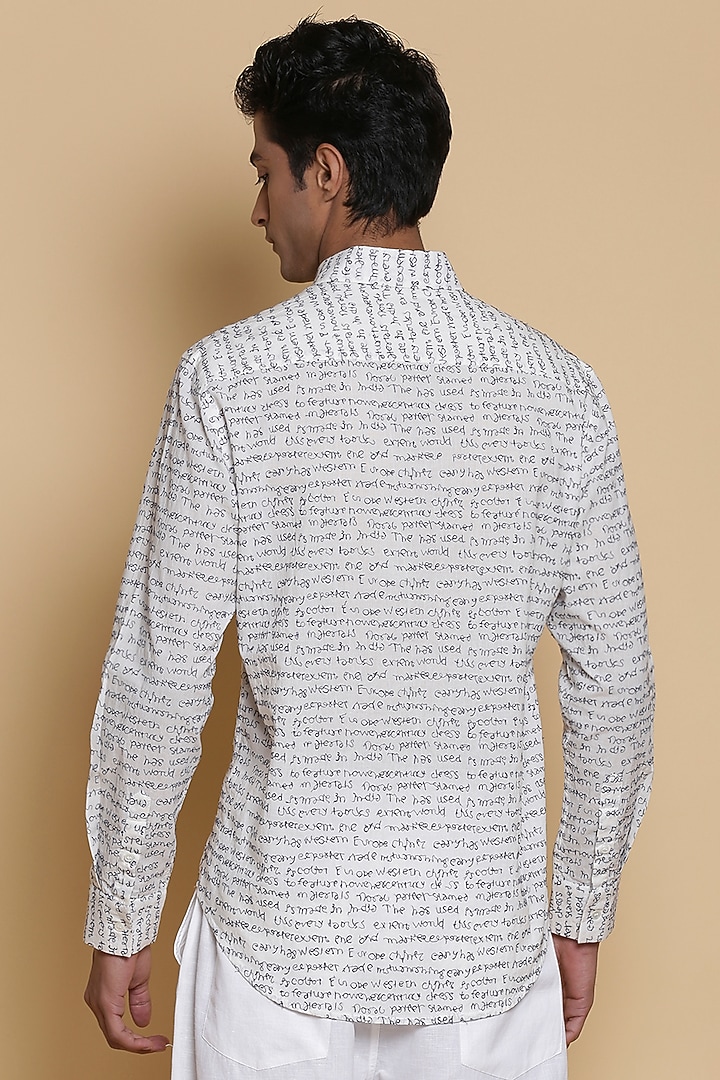 Ivory Embroidered Party Wear Shirt by Abraham & Thakore Men at Pernia's Pop Up Shop