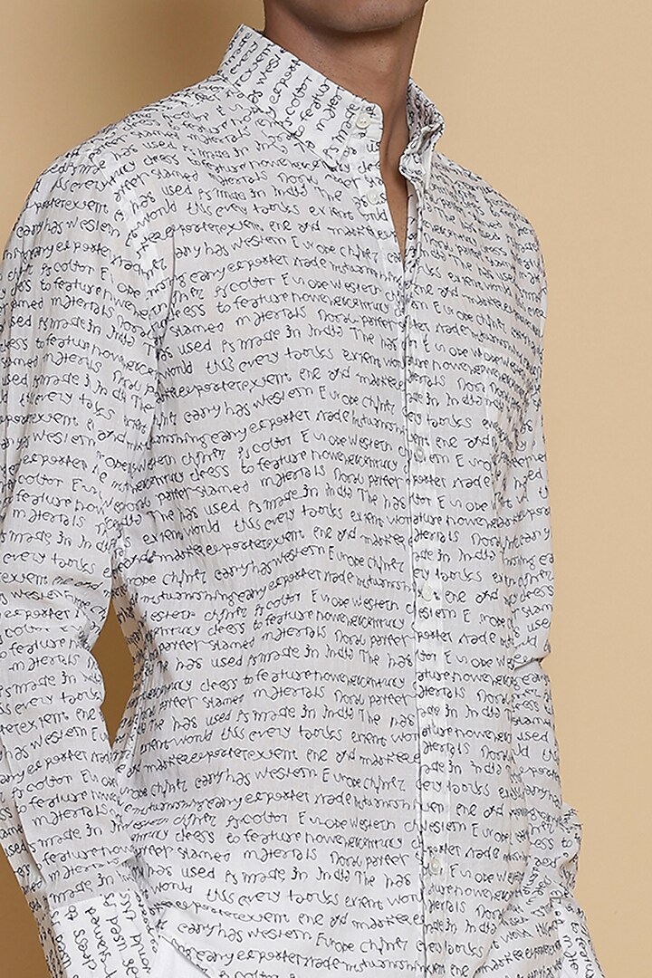 Ivory Embroidered Party Wear Shirt by Abraham & Thakore Men at Pernia's Pop Up Shop