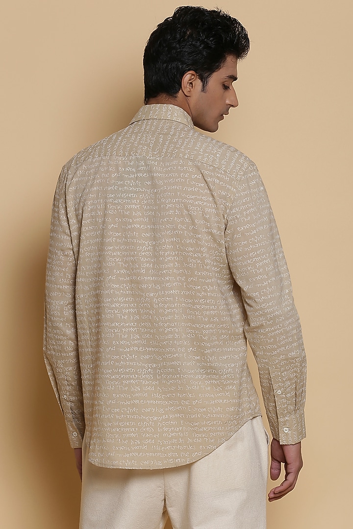 Beige Embroidered Party Wear Shirt by Abraham & Thakore Men at Pernia's Pop Up Shop