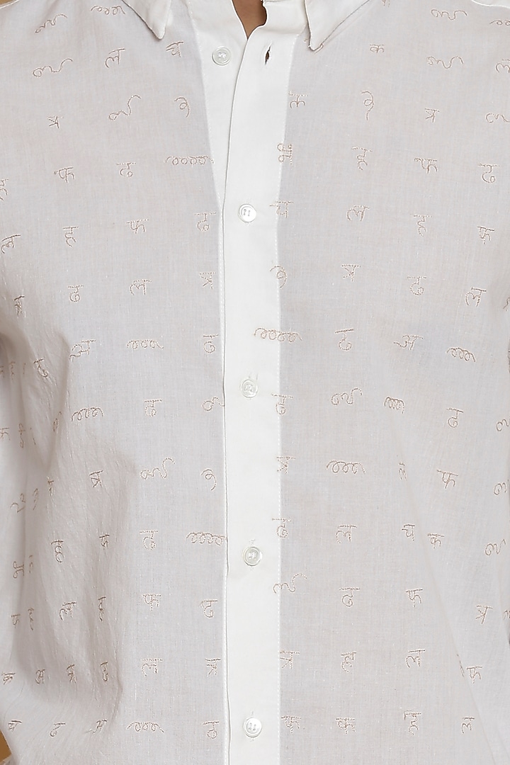Ivory Embroidered Cotton Party Wear Shirt by Abraham & Thakore Men at Pernia's Pop Up Shop