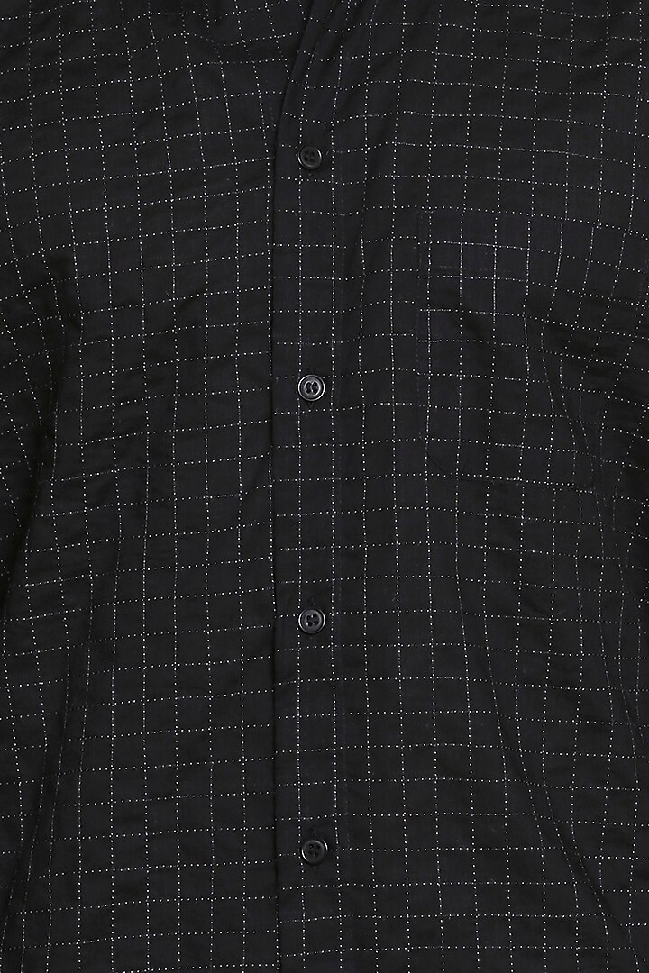 Black Checkered Party Wear Shirt by Abraham & Thakore Men at Pernia's Pop Up Shop