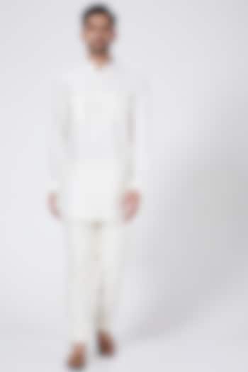 Ivory Spun Silk Kurta Set by Aqube by Amber Men at Pernia's Pop Up Shop