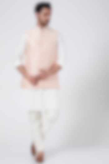 Baby Pink Cord Bundi Jacket Set by Aqube by Amber Men