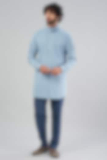 Sky Blue Denim Shirt Kurta by Aqube by Amber Men at Pernia's Pop Up Shop