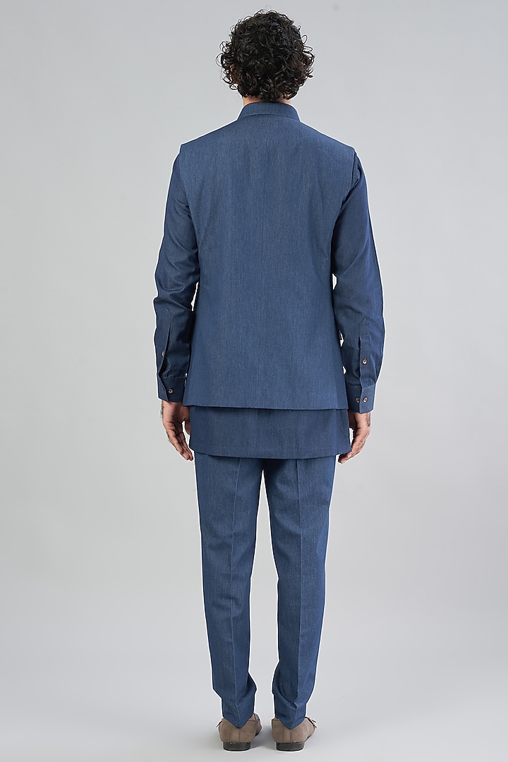 Blue Denim Bundi Jacket by Aqube by Amber Men at Pernia's Pop Up Shop