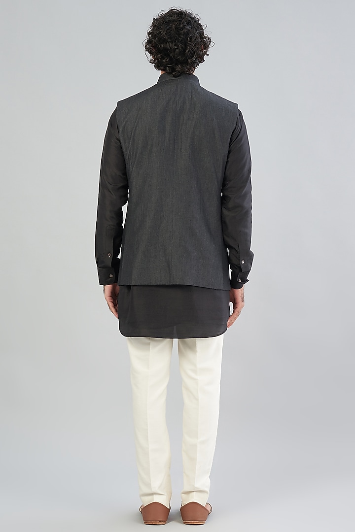 Grey Denim Bundi Jacket by Aqube by Amber Men at Pernia's Pop Up Shop