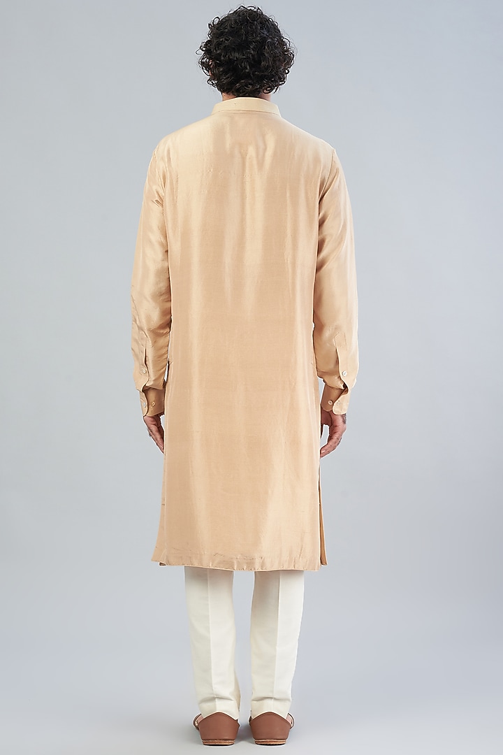 Beige Dupion Silk Kurta Set by Aqube by Amber Men at Pernia's Pop Up Shop