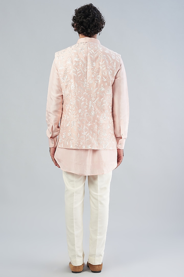 Primerose Pink Silk Bundi Jacket by Aqube by Amber Men at Pernia's Pop Up Shop