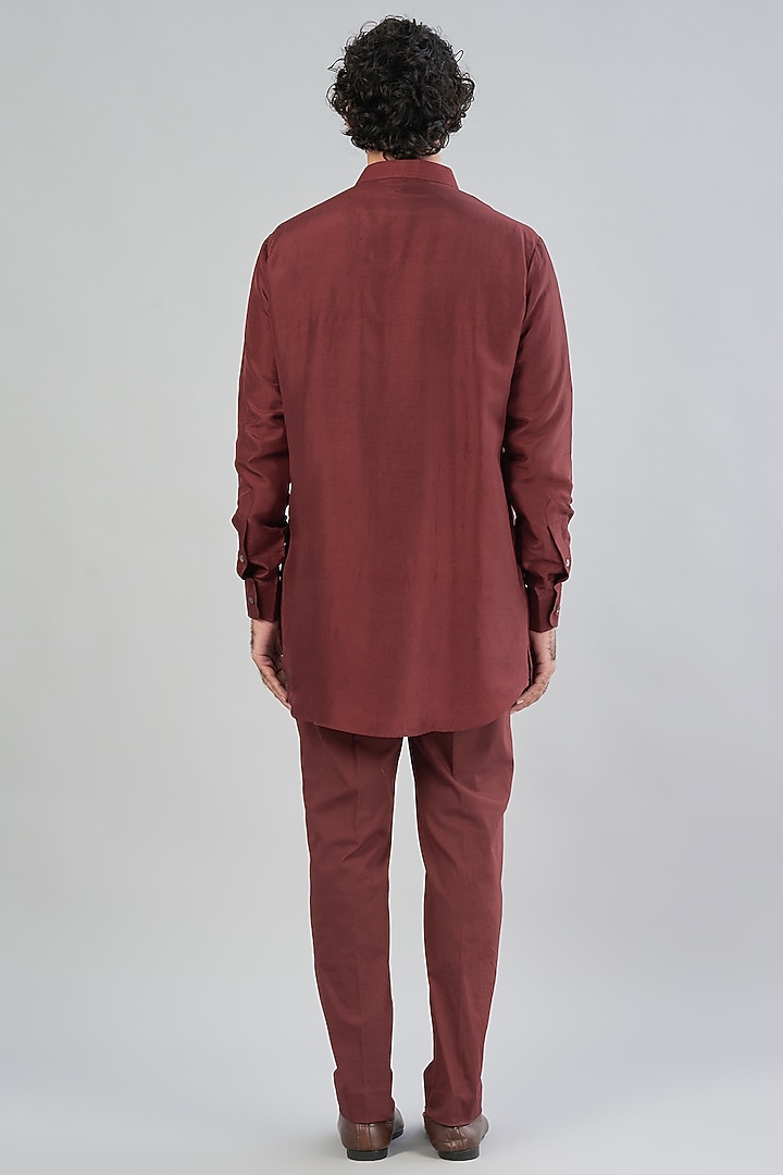 Maroon Dupion Silk Kurta Set by Aqube by Amber Men at Pernia's Pop Up Shop