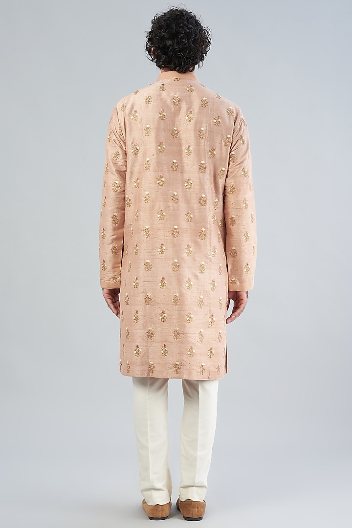 Dusty Pink Raw Silk Kurta Set by Aqube by Amber Men at Pernia's Pop Up Shop