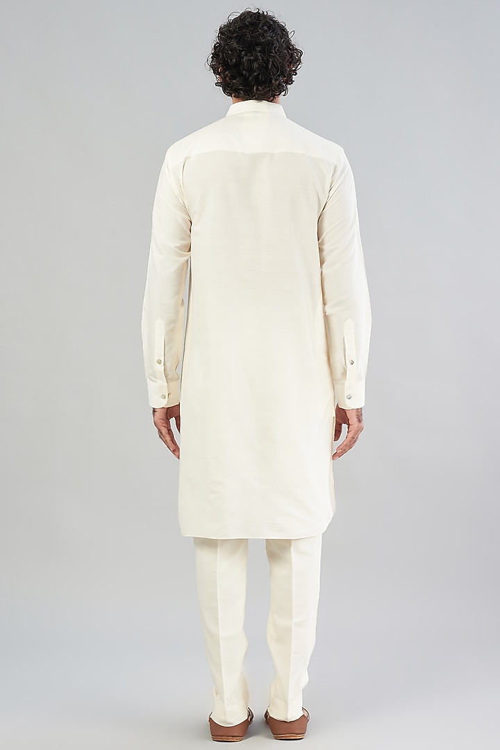 Ivory Spun Silk Kurta Set by Aqube by Amber Men at Pernia's Pop Up Shop