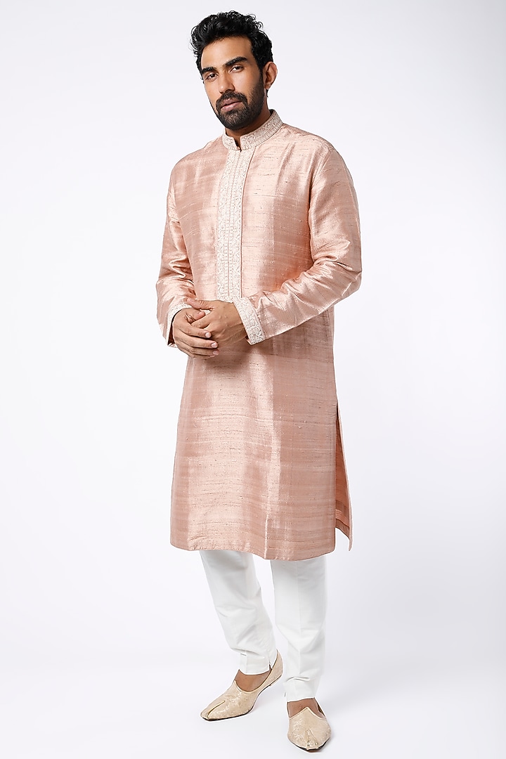 Deep Oyster Raw Silk Kurta Set by Aqube by Amber Men at Pernia's Pop Up Shop