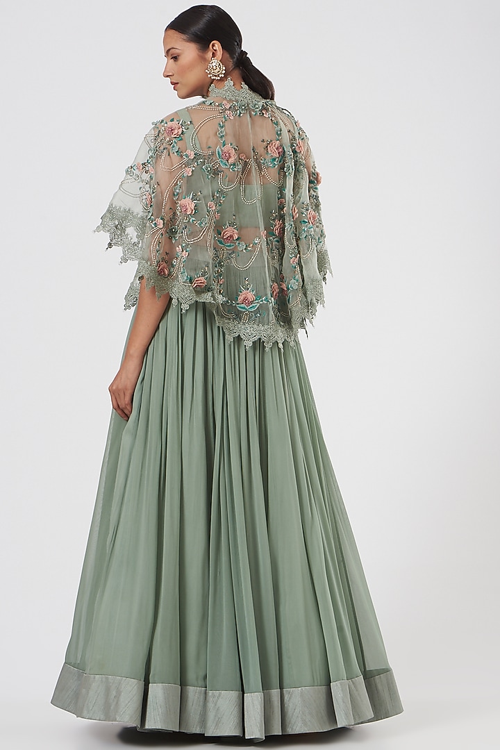 Sky Blue Embroidered Wedding Lehenga Set by Abhishek Vermaa at Pernia's Pop Up Shop