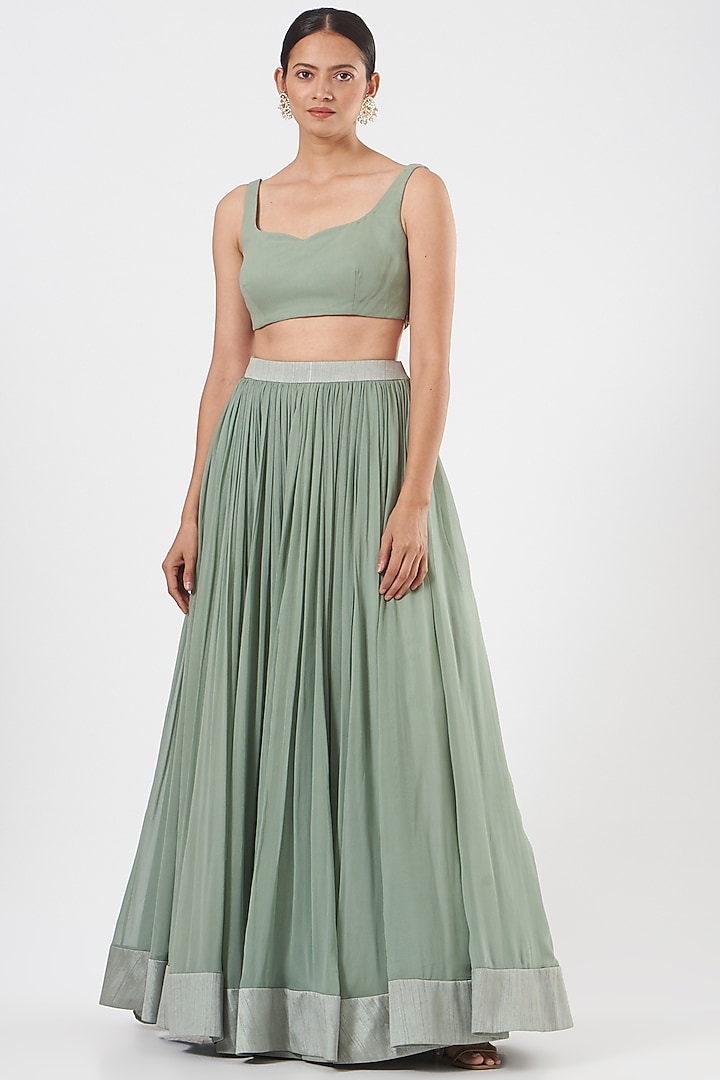 Sky Blue Embroidered Wedding Lehenga Set by Abhishek Vermaa at Pernia's Pop Up Shop