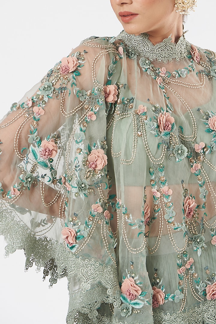 Sky Blue Embroidered Wedding Lehenga Set by Abhishek Vermaa at Pernia's Pop Up Shop