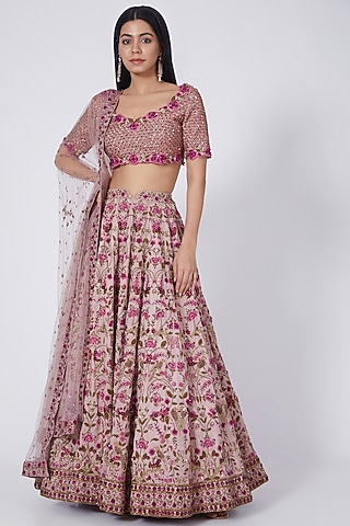 Blush Pink Embroidered Lehenga Set by Abhishek Vermaa
