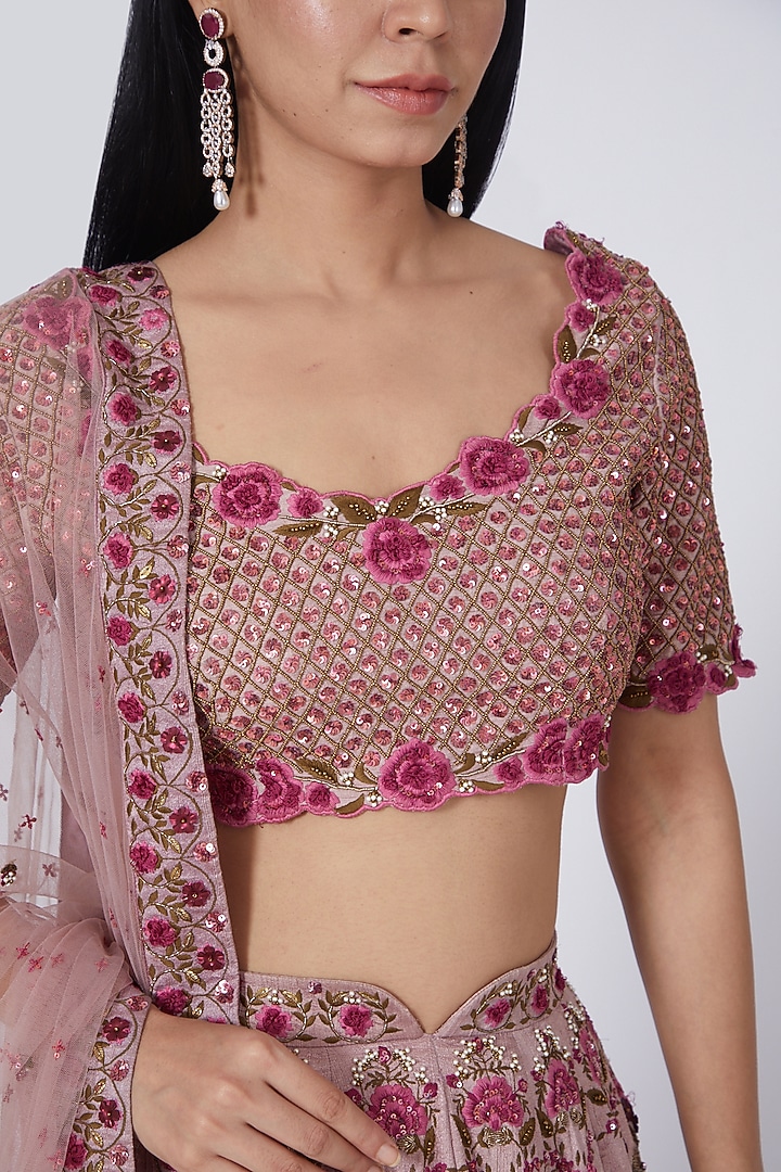 Blush Pink Embroidered Bridal Lehenga Set by Abhishek Vermaa at Pernia's Pop Up Shop