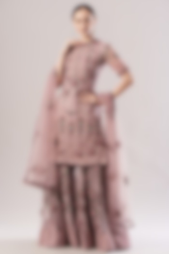 Blush Pink Silk Organza Sharara Set by Abhishek Vermaa at Pernia's Pop Up Shop