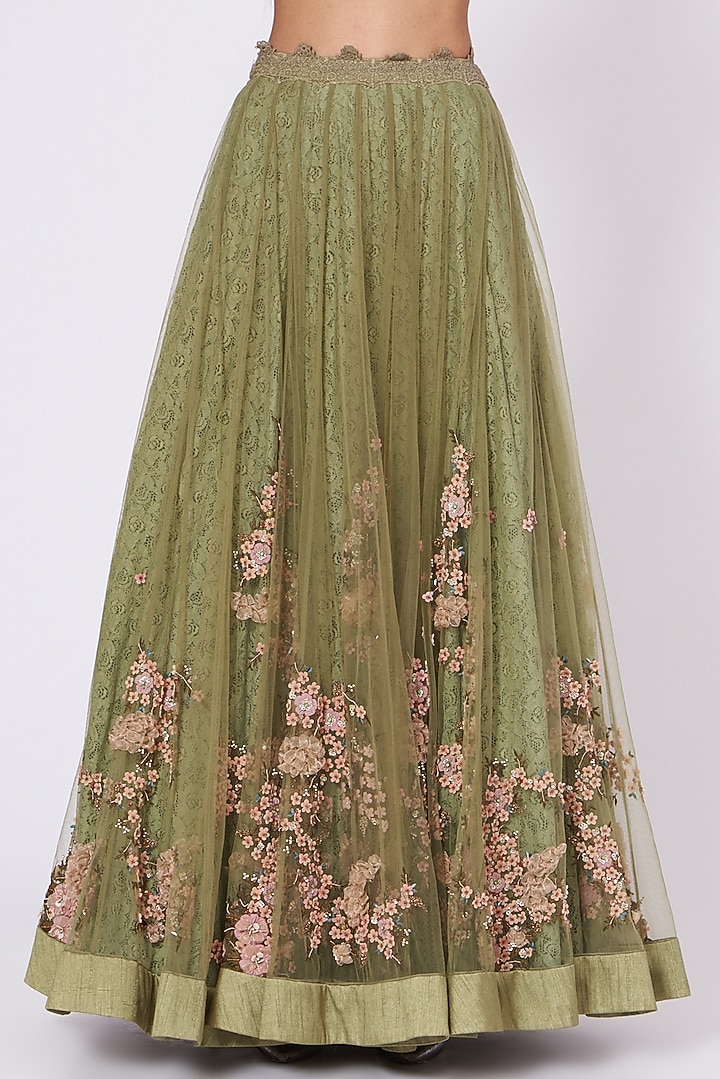 Olive Green Embroidered Wedding Lehenga Set by Abhishek Vermaa at Pernia's Pop Up Shop