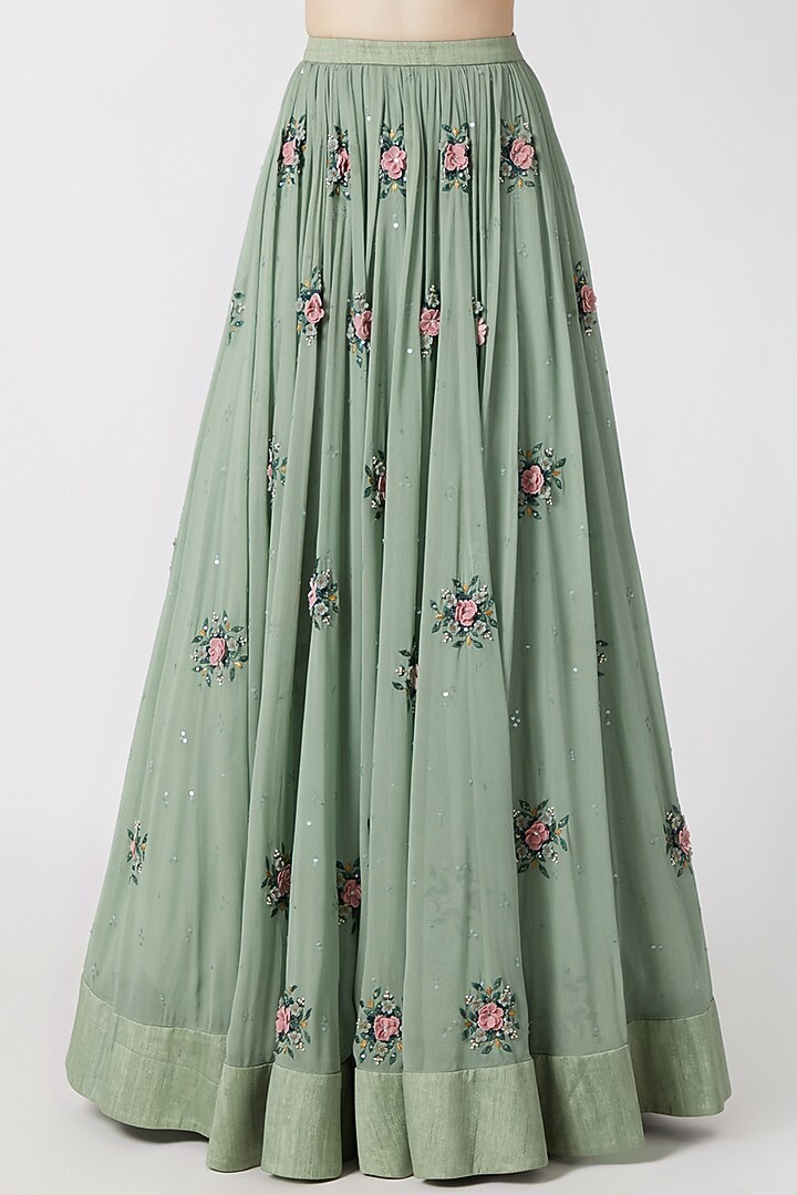 Mint Blue Embroidered Wedding Lehenga With Choli by Abhishek Vermaa at Pernia's Pop Up Shop