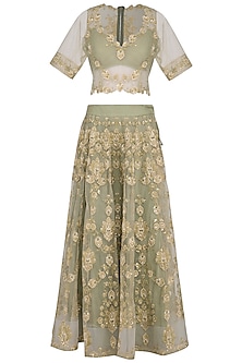 Green Embroidered Lehenga Set Design by Aashima Behl at Pernia's Pop Up ...