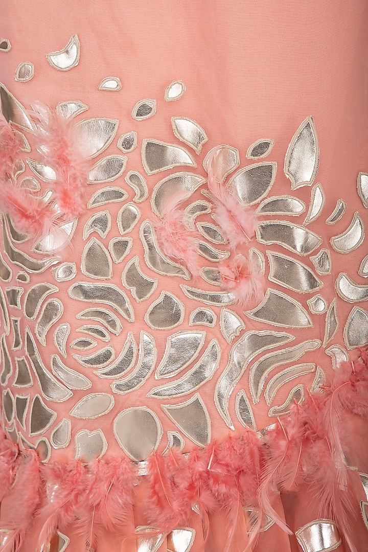 Rose pink Embroidered Frill Engagement Gown by Aashima Behl at Pernia's Pop Up Shop