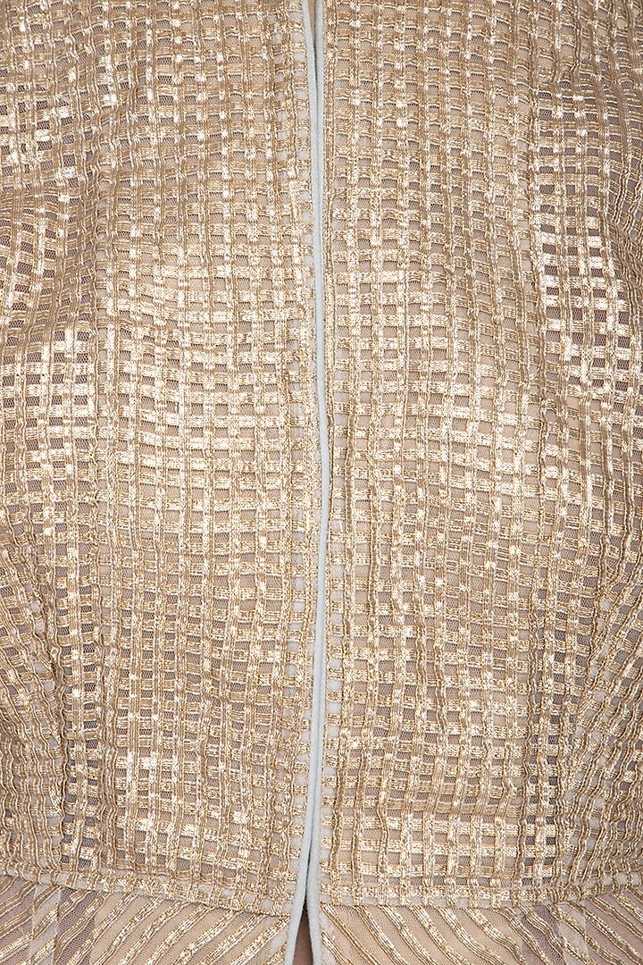 Gold Jacket With Embroidered Pants by Aashima Behl at Pernia's Pop Up Shop