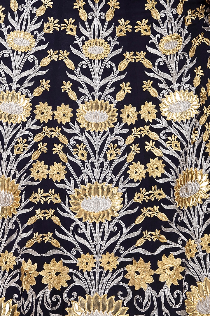 Navy Blue Embroidered Cocktail Engagement Gown by Aashima Behl at Pernia's Pop Up Shop