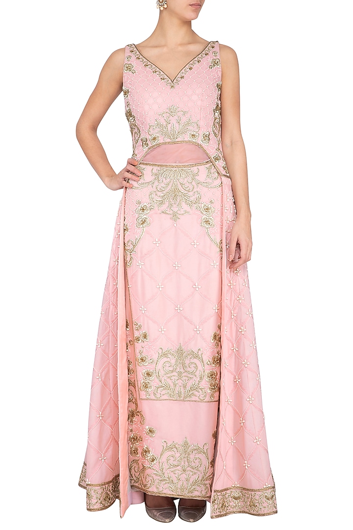 Rose Pink Embroidered Wedding Gown by Aashima Behl at Pernia's Pop Up Shop