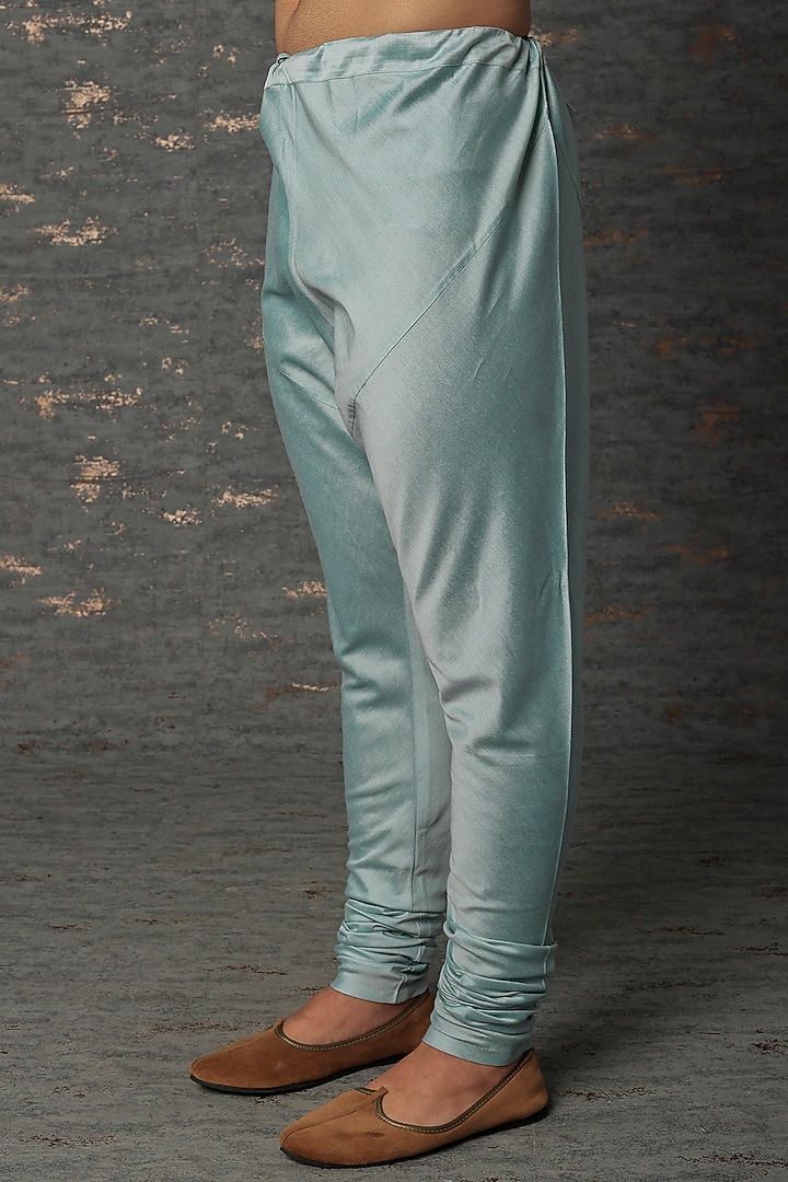 Powder Blue Embroidered Kurta Set by Abhishek Gupta Men at Pernia's Pop Up Shop