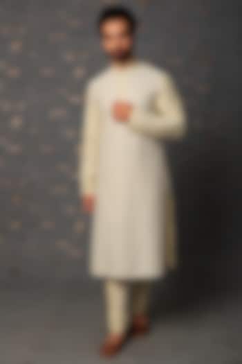 Light Beige Resham Embroidered Kurta Set by Abhishek Gupta Men at Pernia's Pop Up Shop