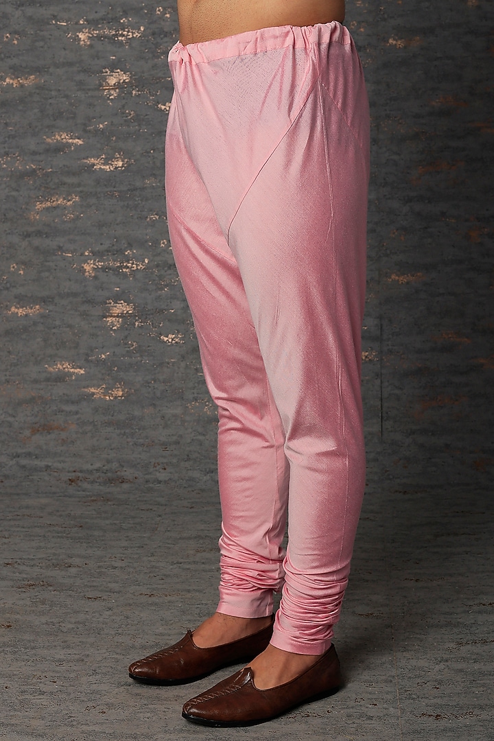 Pink Embroidered Pintucked Kurta Set by Abhishek Gupta Men at Pernia's Pop Up Shop
