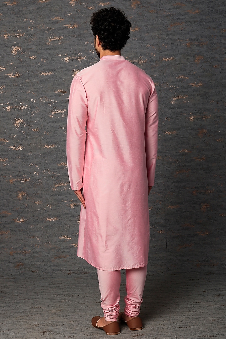 Pink Kantha Embroidered Kurta Set by Abhishek Gupta Men at Pernia's Pop Up Shop